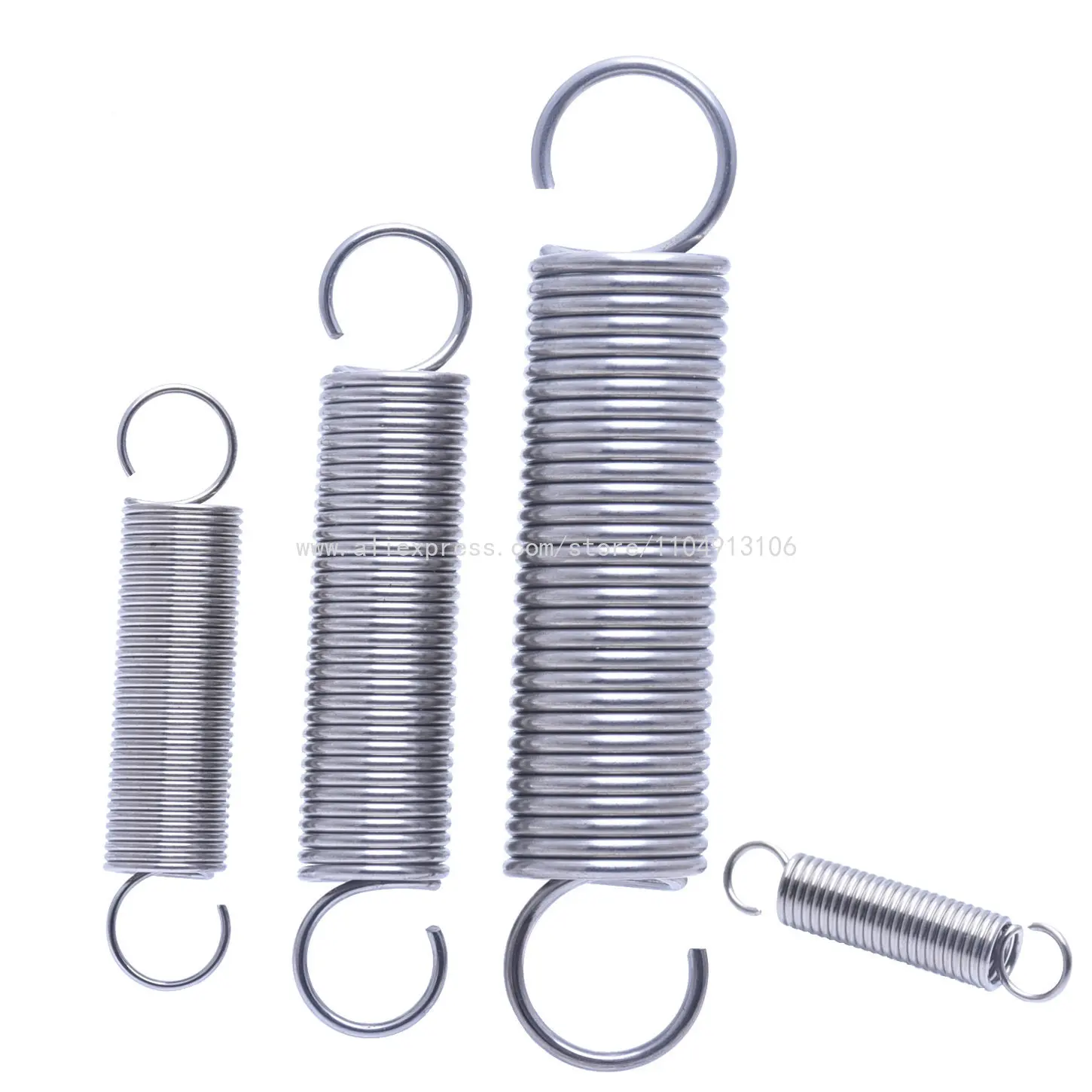 1mm Wire Diameter 304 Stainless Steel Open Hook Tension Spring S Hook Extension Spring Coil Pullback Spring Length 70-300mm