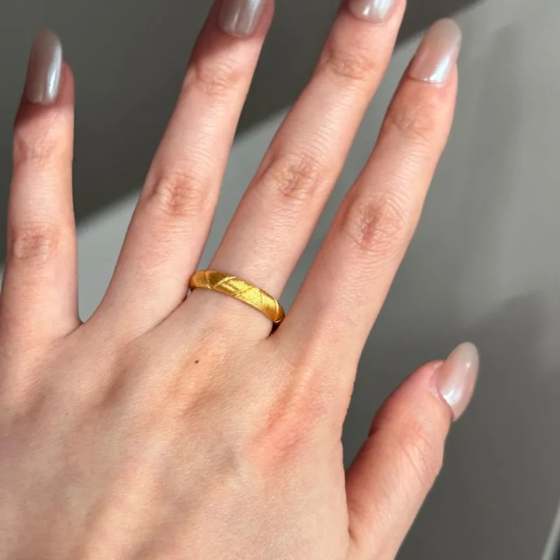 خاتم عادي من الساتان المنسوج باللون الذهبي، حلقة مفتوحة للنساء، خاتم متعدد الاستخدامات، تصميم فاخر وخفيف الوزن، مجوهرات ذات إحساس #4