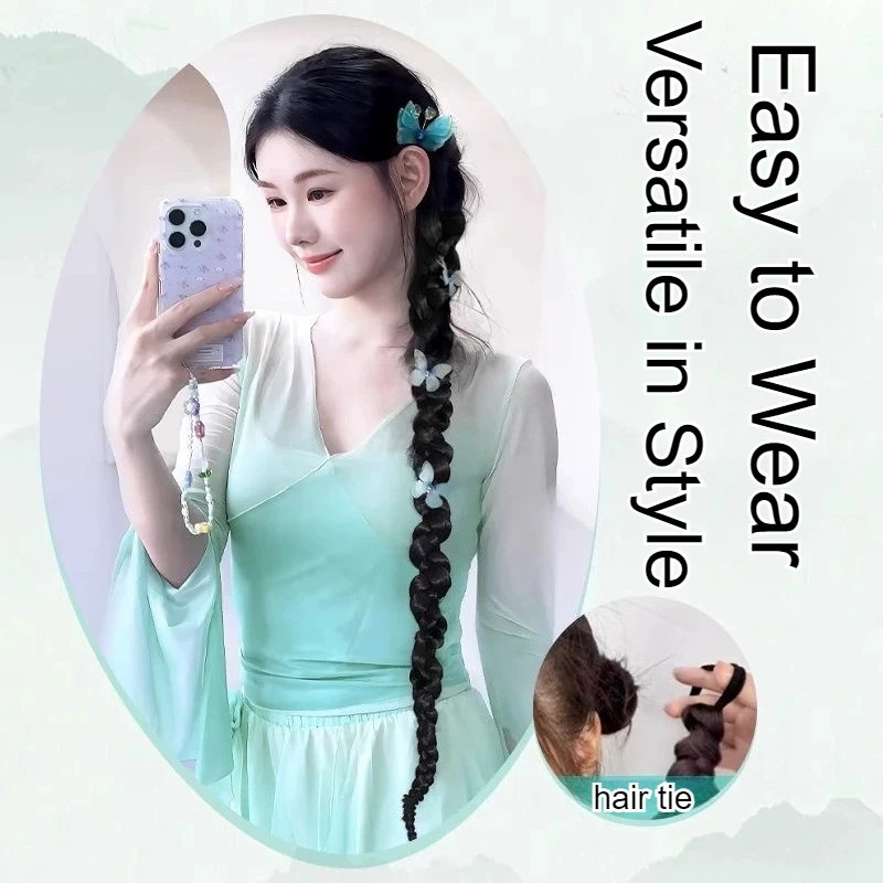 1 個ロング編組ポニーテールヘアエクステンション 70 センチメートル合成編組ウィッグヘアピースボクシングツイスト三つ編み女性のための DIY 日常着