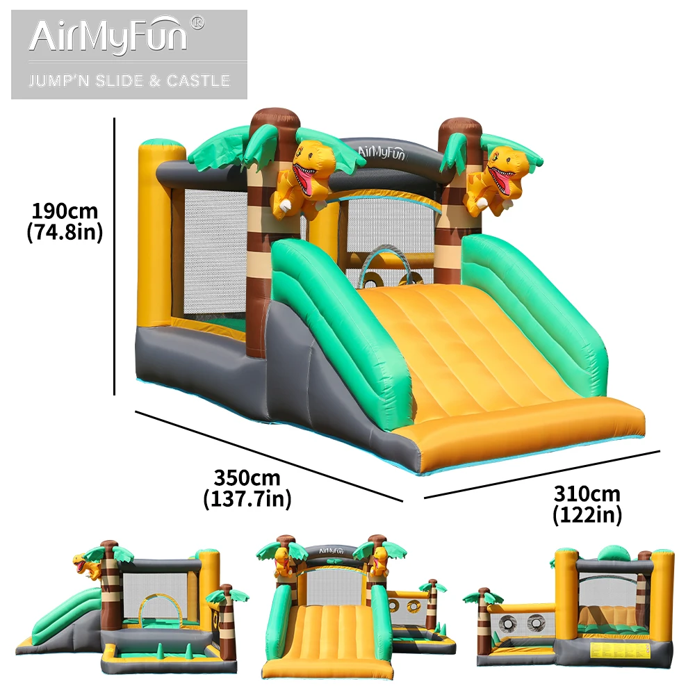 Dostosowany dżungla nadmuchiwany skaczący dmuchany zamek nadmuchiwany bramkarz z zjeżdżalnią dinozaur nadmuchiwany dom odbijający dla dzieci