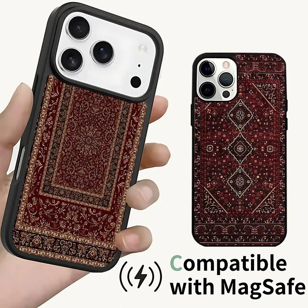 

Classical Persian Carpet Pattern Case For iPhone 17,16,15,14,13,12,11,Pro,Max,Plus,Mini,SE4,E Magnetic Magsafe Wireless Charging