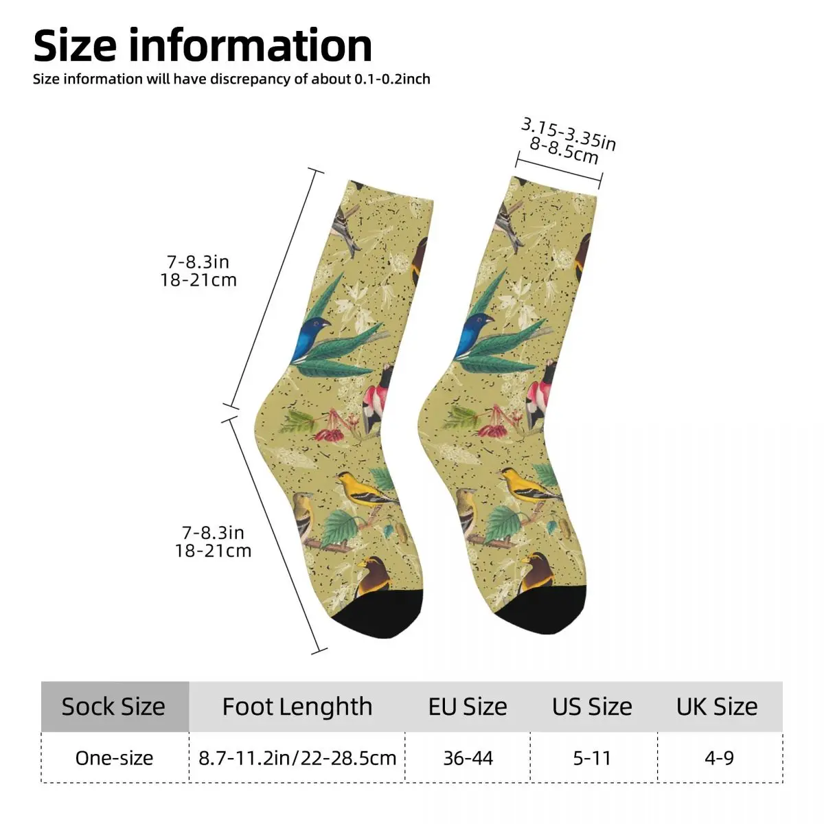 All Seasons Crew Stockings Various Birds Sparrow Pattern Socks Harajuku Long Socks for Men Women Valentine's Day Gifts