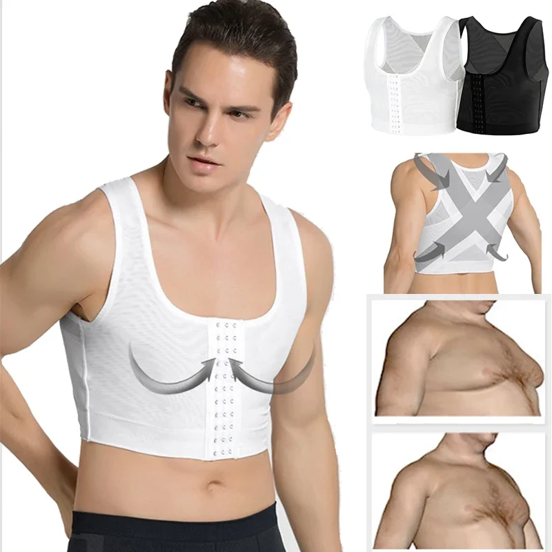 Men Gynecomastia Shaper Vest Slimming Chest Control Boobs Shapewear Firm Girdles Hook Corrector Compression Shirt Corset Tops