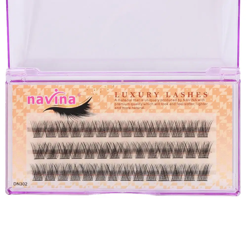 42 클러스터/박스 0.07 두께 인조 속눈썹 C 컬 자연스러운 롱 인조 밍크 헤어 매듭/무매듭 수제 아이 메이크업 도구