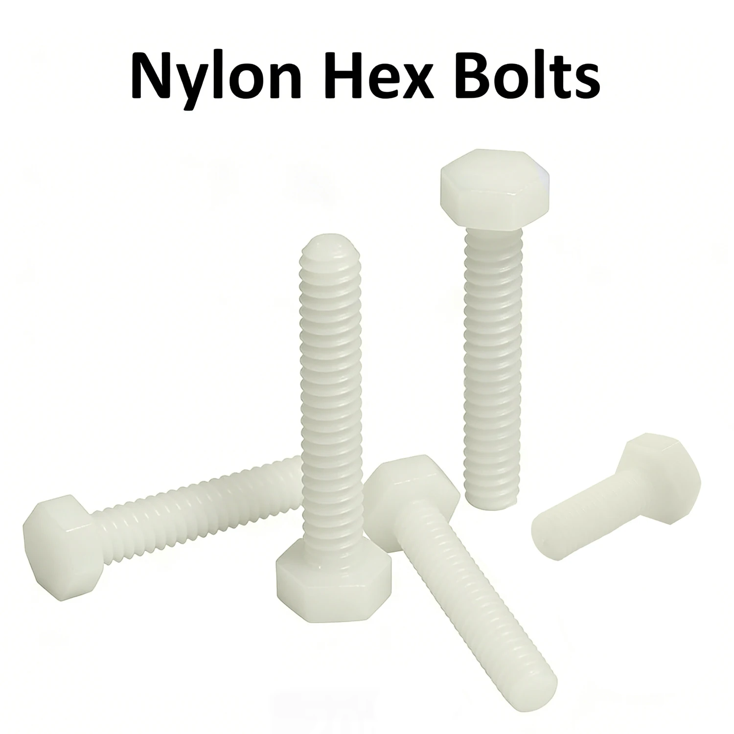 1-50pcs M3-M12 White Nylon Hexagon Screws, Plastic Insulated External Hex Head Cap Bolts 6-100mm for Electronics & Machinery Use