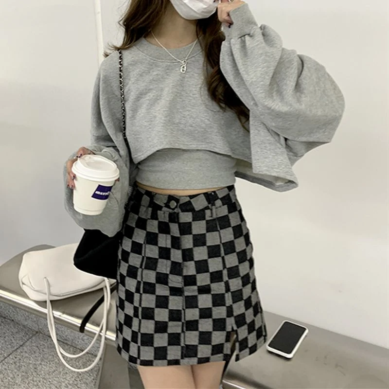 Sweatshirts Women Solid All-match Cropped Chic Popular Streetwear Korean Fashion Spring Daily All-match Ins Female Clothing Y2k