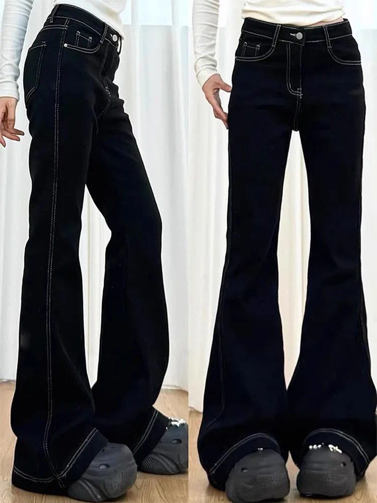 

High Waist Flared Jeans Women's Spring New plus Size Elastic Straight Leg Ankle Length Pants Cotton Stretch Denim Bootcut