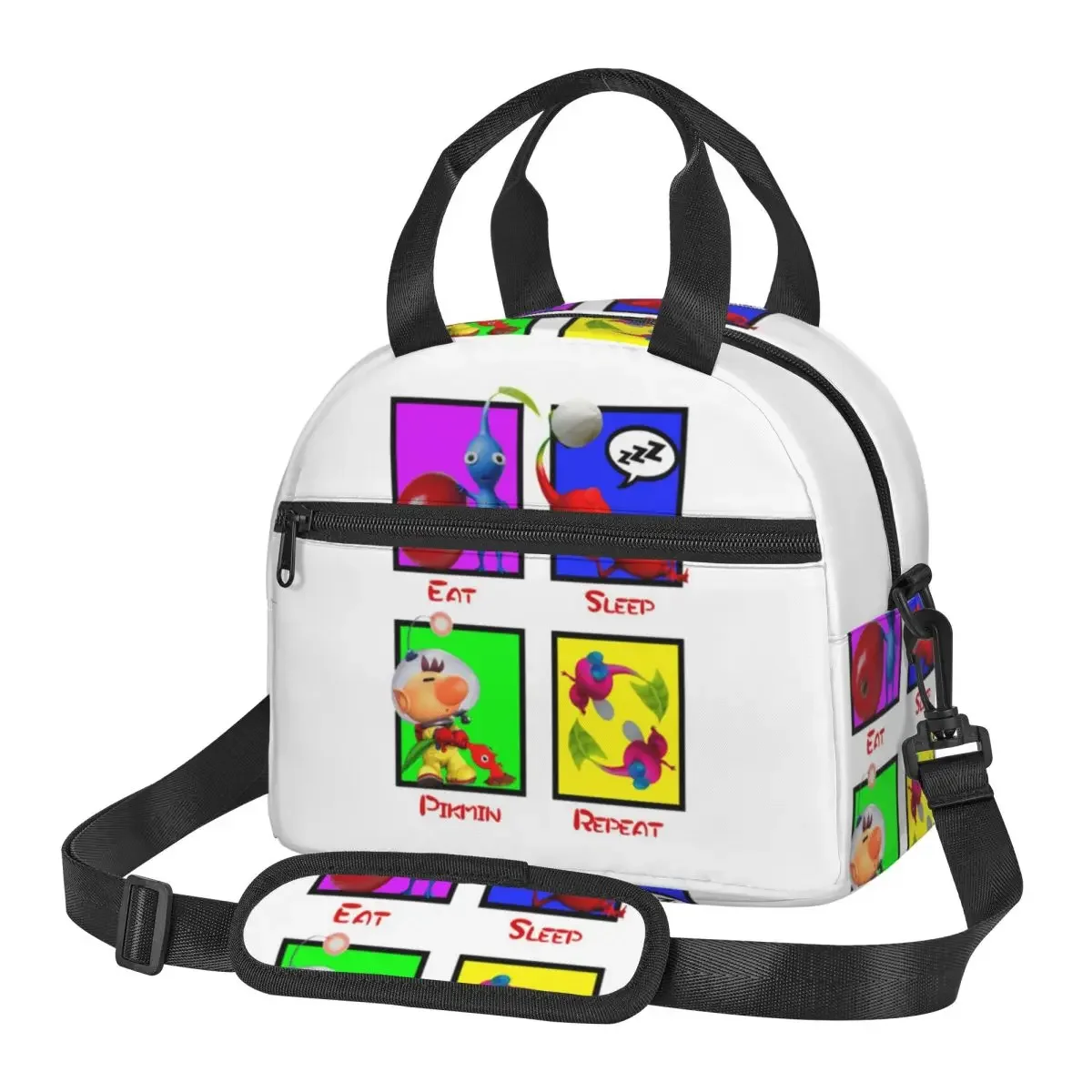 Eat Sleep Pikmin Repeat Insulated Lunch Bag for Women Children Leakproof Food Boxes Thermal Lunch Box Tote