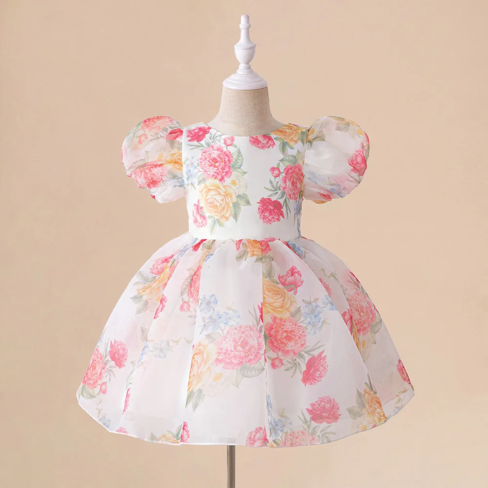 Summer Flower Dress For Girls Baby Kids 1st Birthday Party Baptism Tutu Dresses Toddler Girl Evening Prom Gown Children Costumes