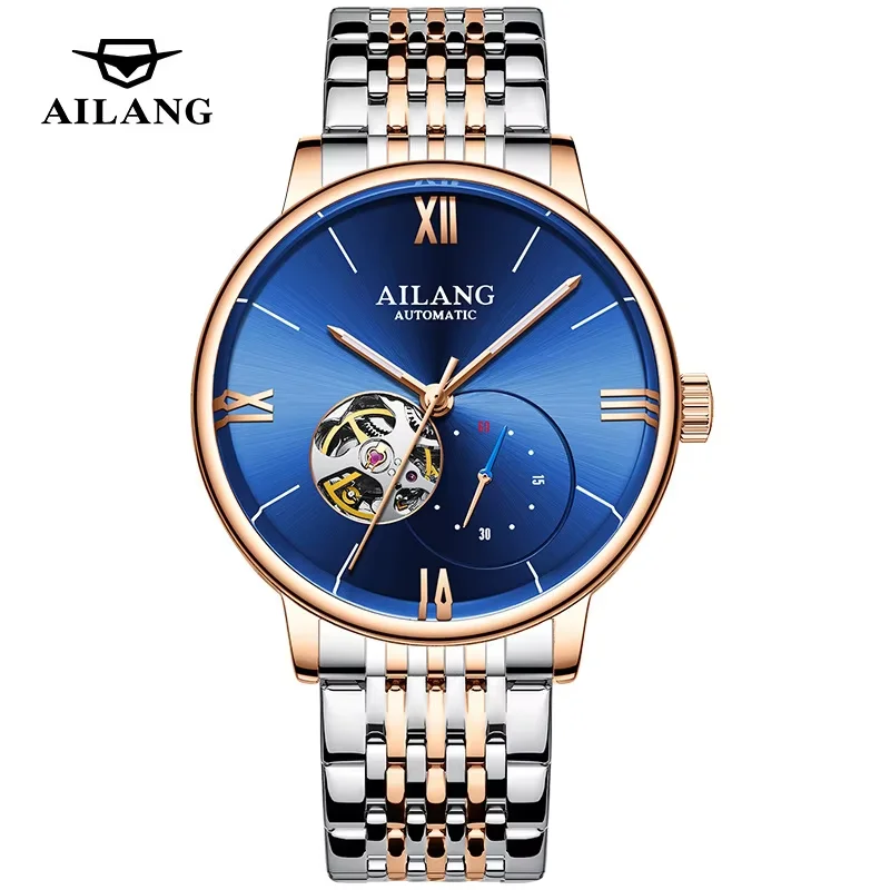 AILANG Luxury Automatic Wristwatch Waterproof Luminous Date Week Leather Men Watch Tourbillon Mechanical Fashion Men's Watches