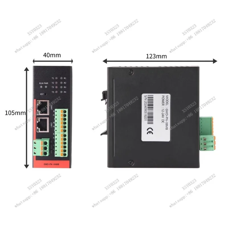 Industrial Profinet to RS485 Gateway Modbus RTU Module - 1/4/8/12 Channel Converter for Data Communication