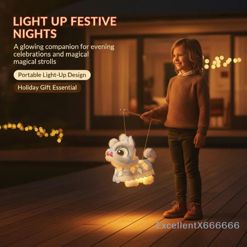 Handmade Chinese New Year Lion Dance Lantern Portable DIY Style Decor for Home Spring Festival Holiday Decoration