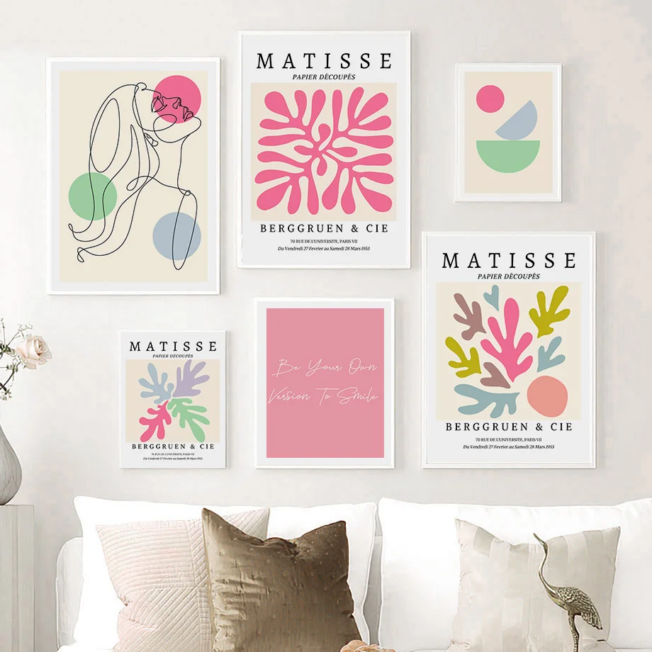 Affiches murales colorées de marché aux fleurs Matisse, ligne abstraite, galerie de filles, imprimés d'art, peinture sur toile, images pour décor de salon