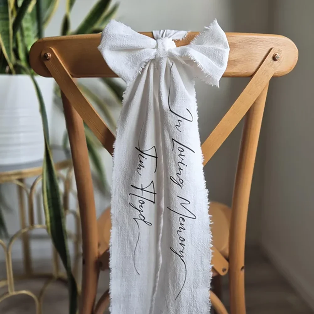 

Custom IN LOVING MEMORY Ribbon Memorial Wedding Sign Reserved Chair Bow Ribbon Wedding Ceremony or Reception Bachelorette Party
