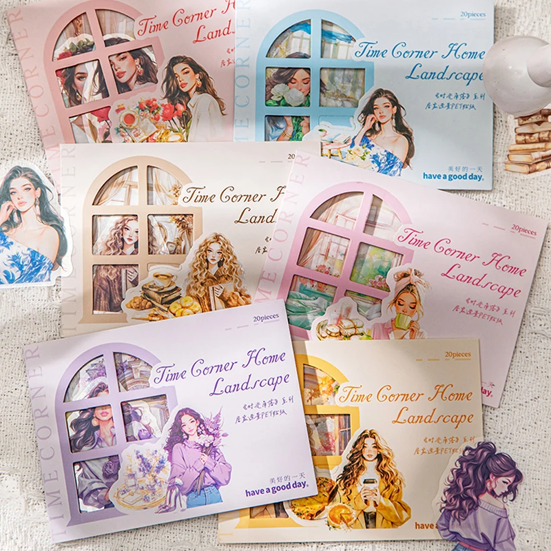 60 Stück Time Corner Series Home Landscaping PET-Aufkleber Handbuch Material Aufkleber DIY Handyhülle Kalender Grußkarte Tagebuch