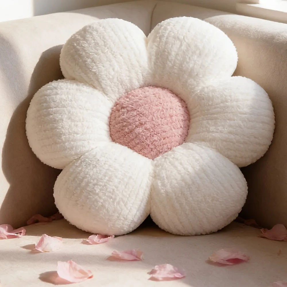 

Throw Pillow 40CM Flower Shape Cushion Soft PP Cotton Stuffed Flower Pillow Thicken Cartoon Chair Mat Gifts