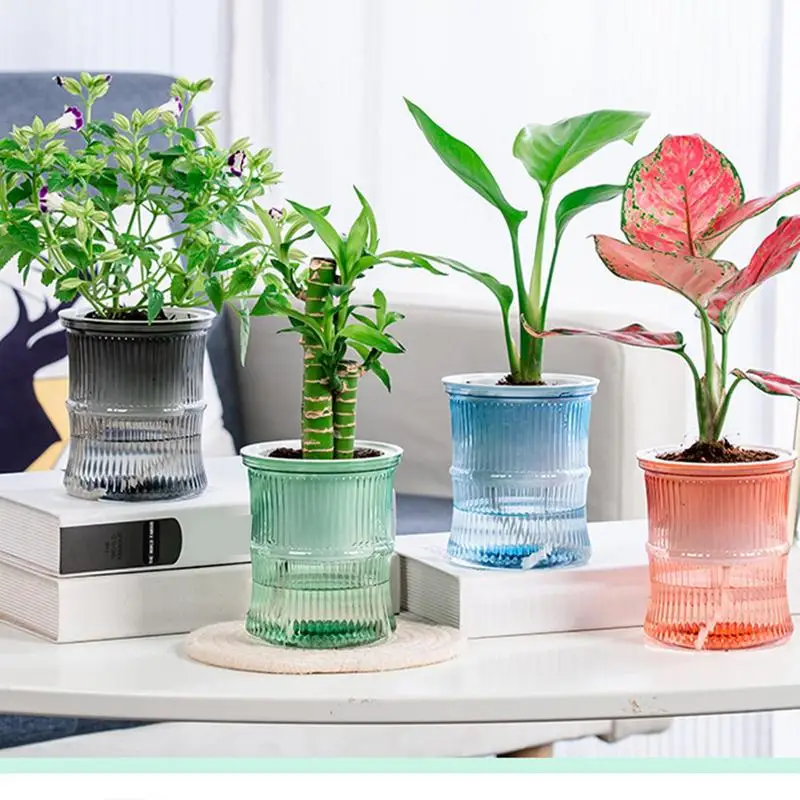 

Small Potted Plant Flower Pots Silicone Desktop Flower Pots Leak-proof Automatic Watering Flower Pots For Indoor Balcony Plant