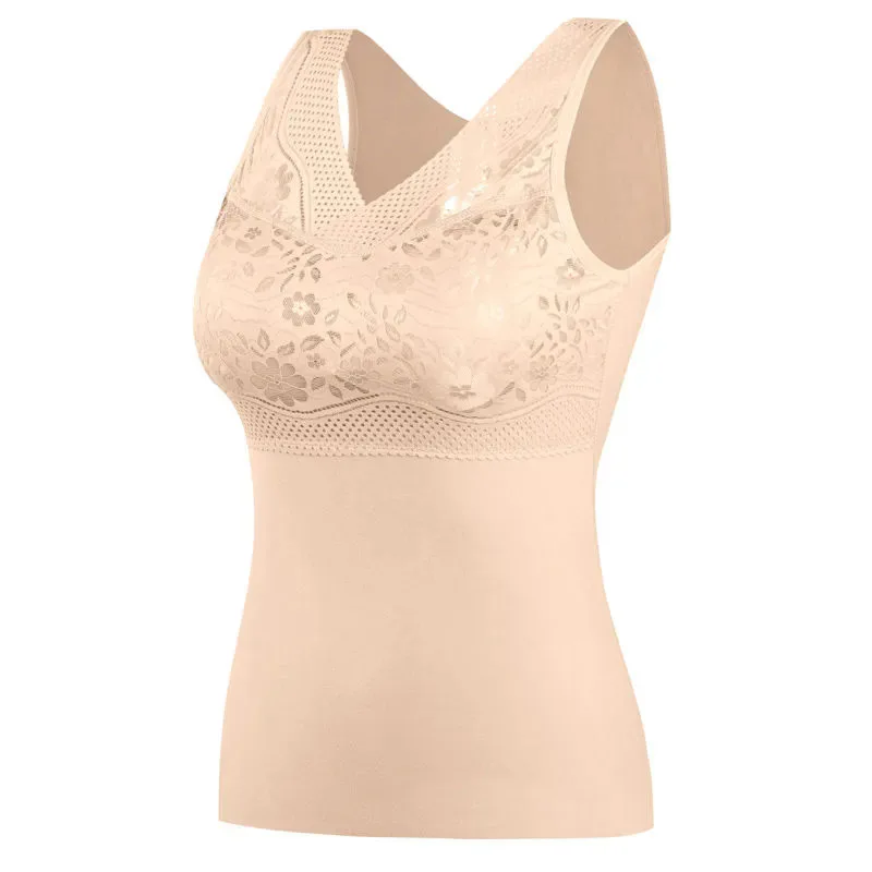 1pcs Woman Thermal Underwear Thermo Lingerie Winter Soft Warm Top Wear Thermo Vest  Undershirt Intimate Lace with Bra Padded