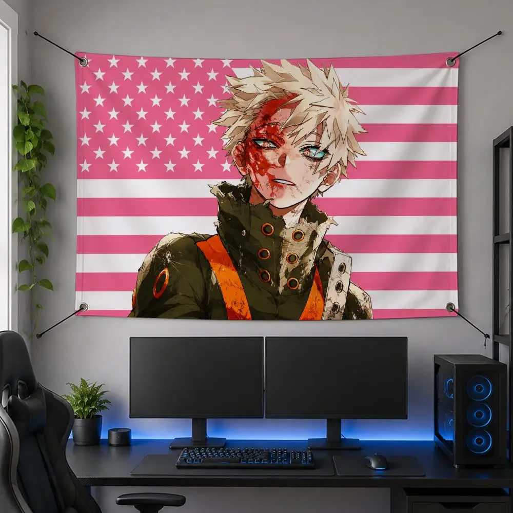 Anime K-Katsuki Bakugo My Hero Academia Action Flags Flag Banner for Bedroom Dorm Party Home Living Room Wall Garden Gift