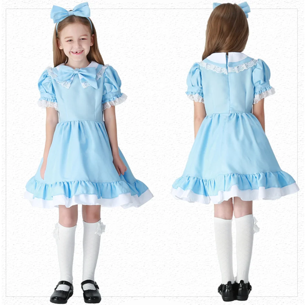 Fantasy Wonderland Alice Princess Dress para mulheres e meninas, Halloween Maid Cosplay Traje, 3 cores, Lolita, vestido diverso, infantil