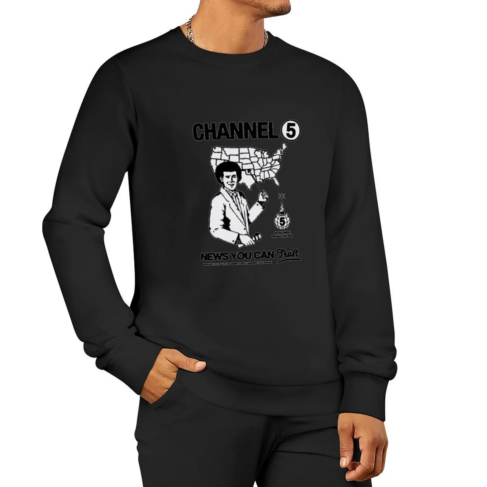 Channel 5, news you can trust Pullover Hoodie korean autumn clothes men clothing winter clothes aesthetic sweatshirts