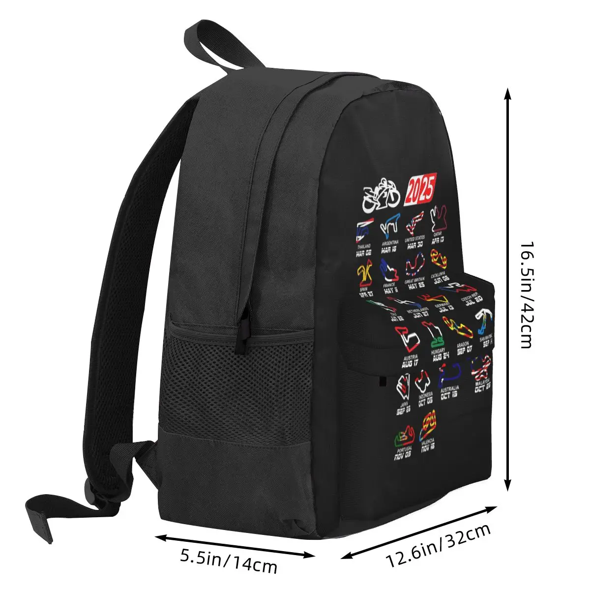 Calendar Season 2025 MotoGp Circuits Colors Classic Backpack Student BookBag Children School Bag Computer