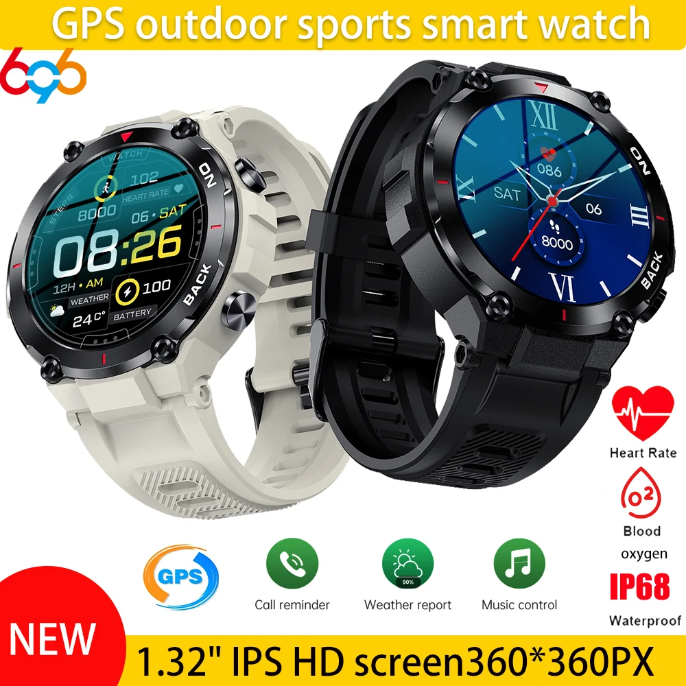 

2024 New 1.32" Smart Watch GPS Outdoor Sport Fitness Wristwatch Waterproof Health Monitoring Music Super Long Standby Smartwatch