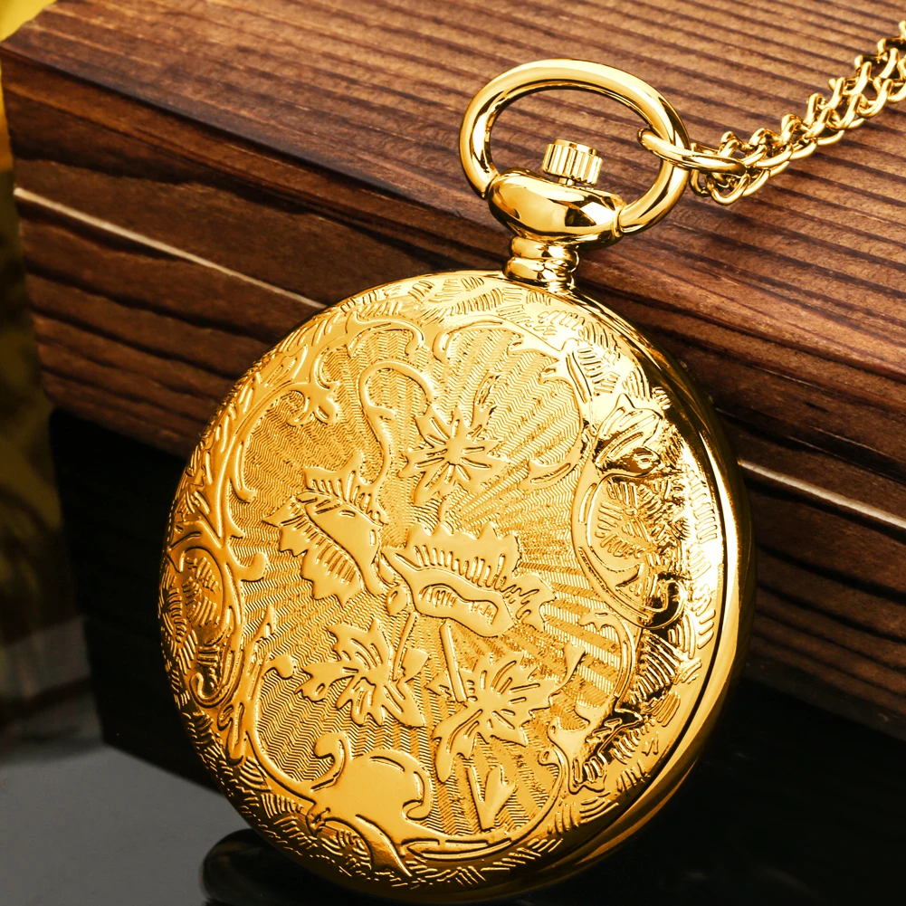 Rose Gold/Silver/Gold Open Face Quartz Necklace Watch Men Women Charm Compass Pattern Dial Chain Pendant Vintage Pocket Clock