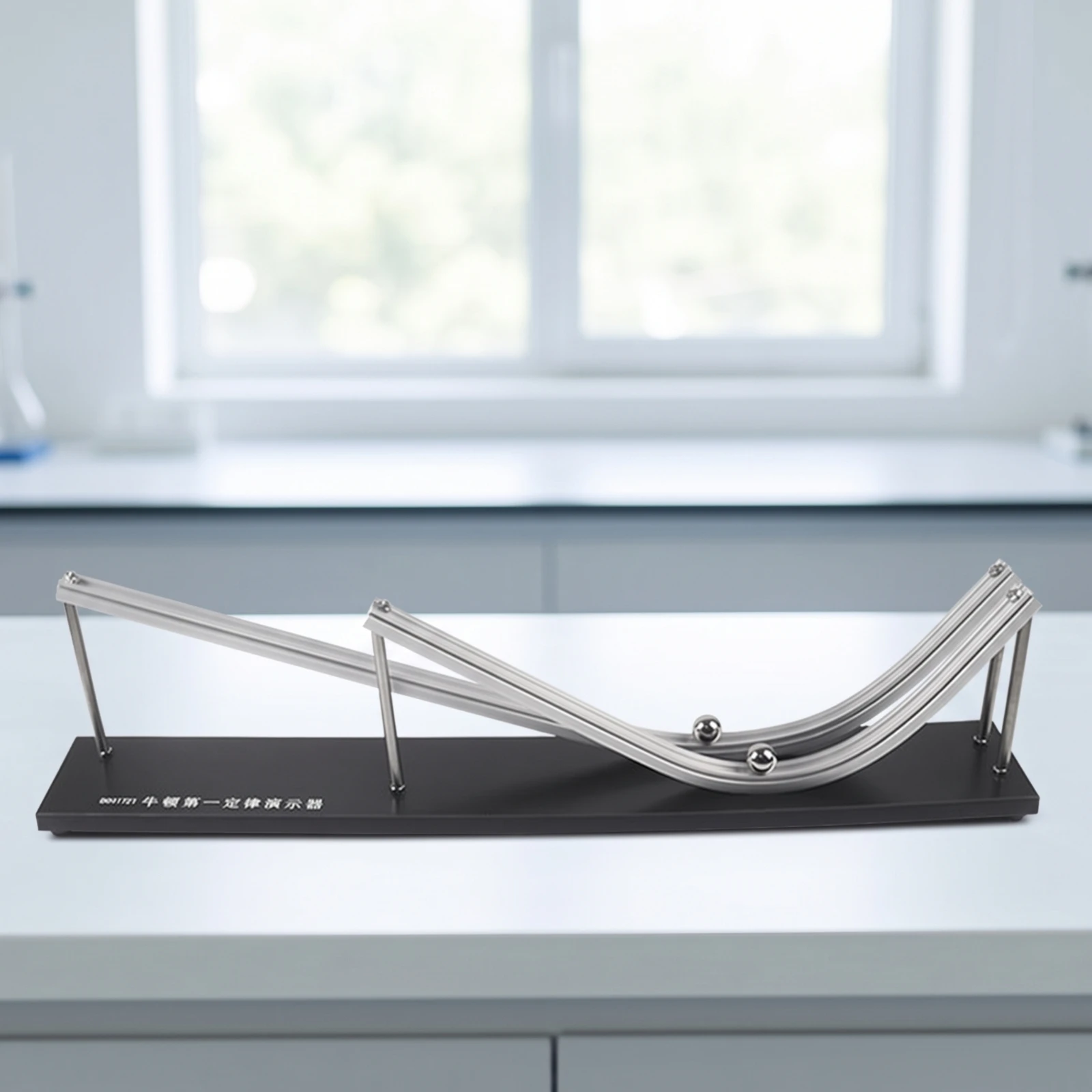 Newton's First Law Apparatus Hands-on Physics Track with Steel Balls Inertia Demonstrator Classroom Use Educational Tool Sturdy
