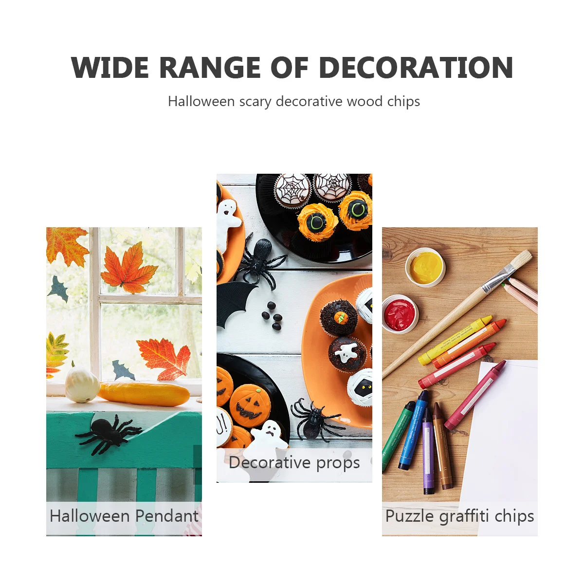 

50pcs Diy Wooden Cutouts Kit Halloween Crafts Wood Pendant Unpainted Pumpkin Witch Decorative Tags Natural Wood Ornaments Party