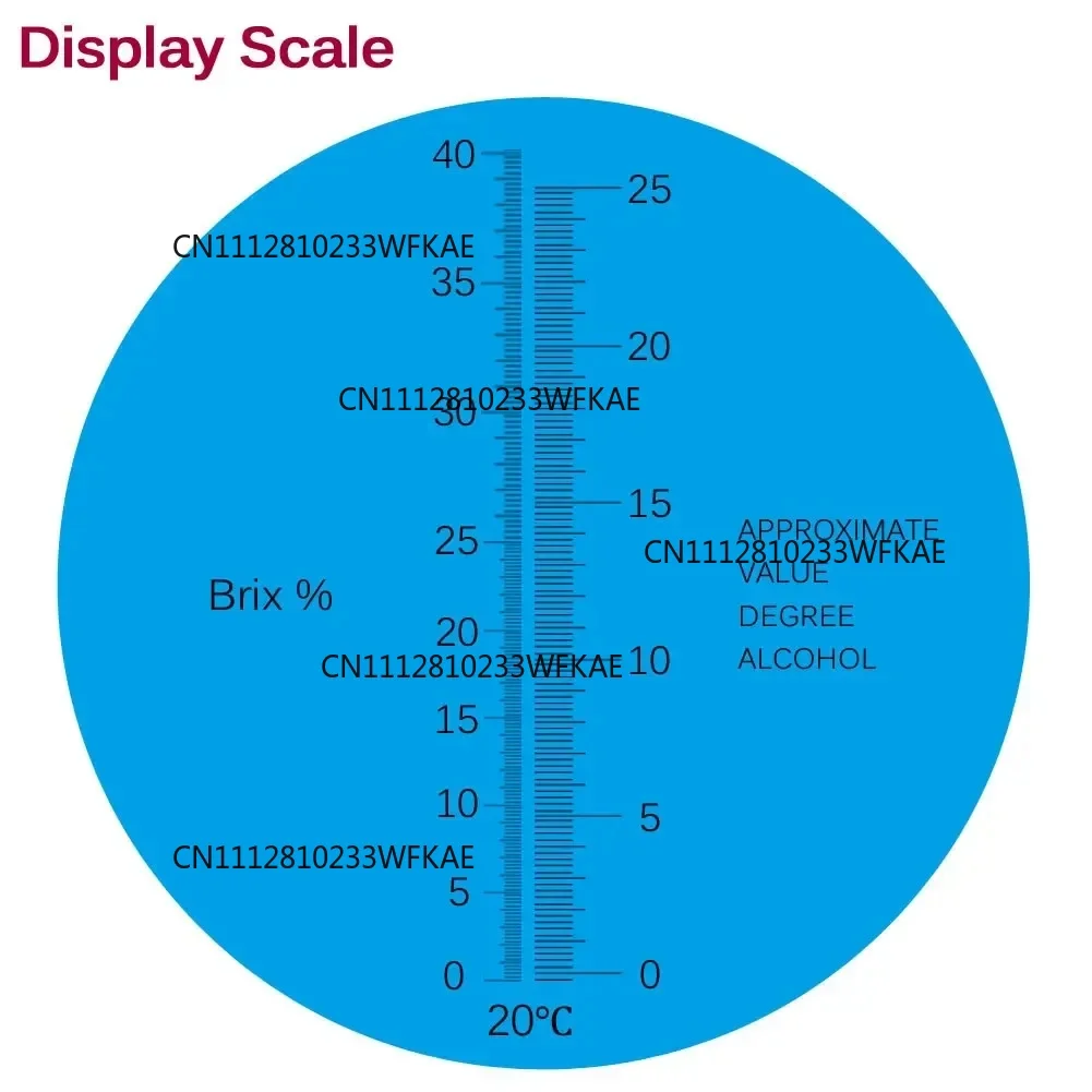 Wine Refractometer Brewing Measuring Sugar Content in Original Grape Juice & Predicting Wine Alcohol Brix 0-40% ​Alcohol 0-25% V