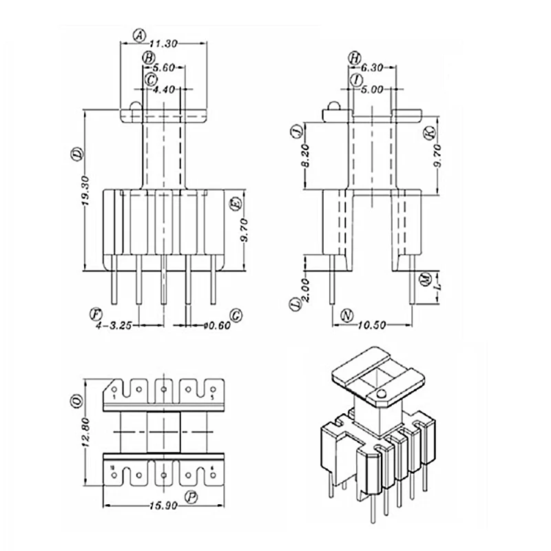 high frequency transformer EE16 ferrite  core  and vertical  bobbin DIP 5+5 pins  20set/lot free shipping