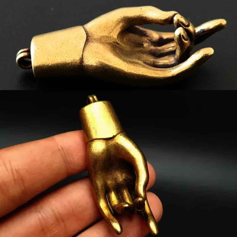 solid Copper Lucky Buddha Hands Figurines Ornaments Vintage Brass Feng Shui Home Decorations Accessories Desk Decors Keychain