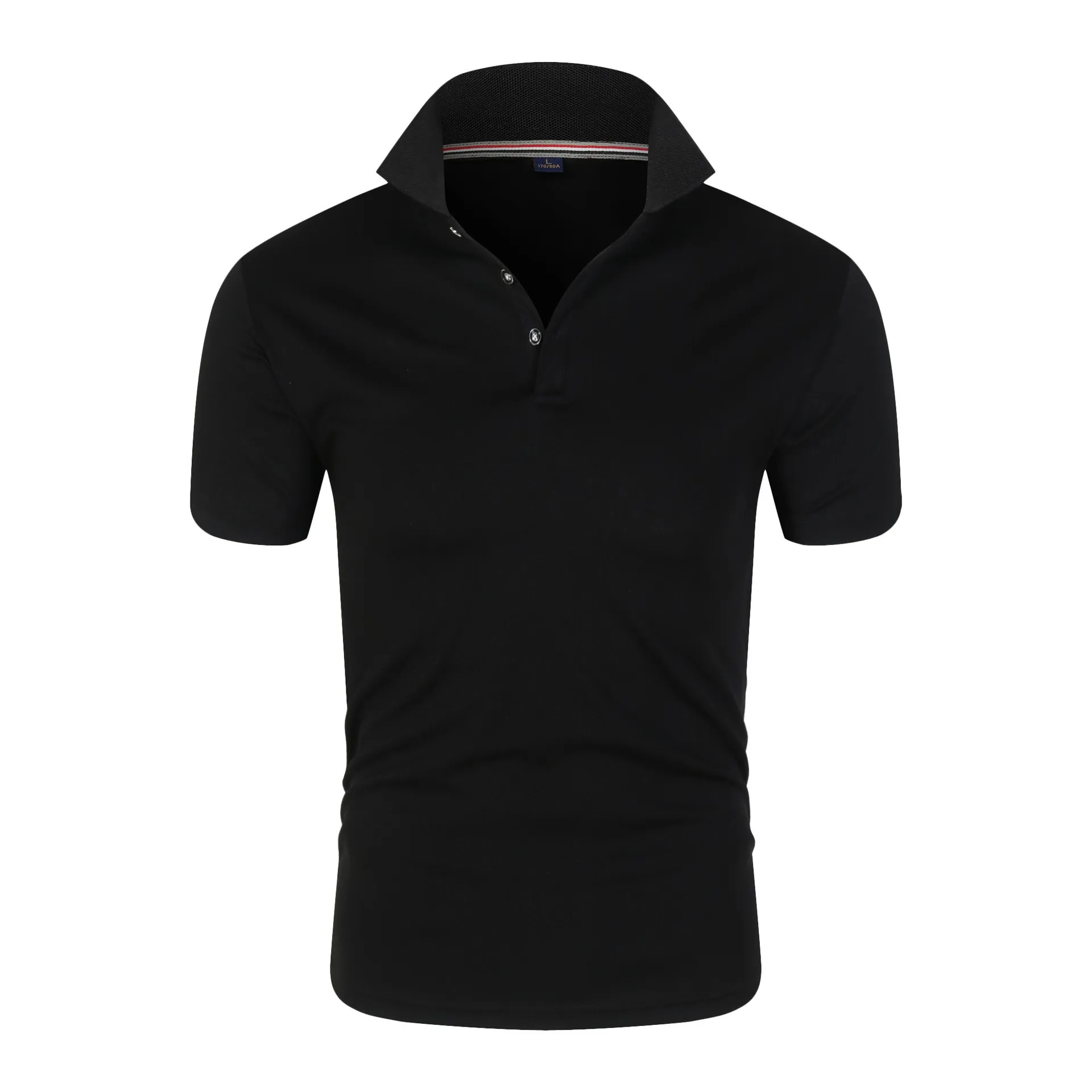 2025 Summer Men's Short Sleeve Collar T-shirt New Solid Color Casual Collar Shirt Fashionable Breathable Loose Business Slimming