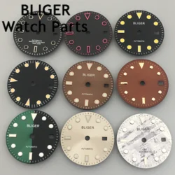 BLIGER 28.5mm black brown silver watch dial luminous fit ETA 2836 2824 Mingzhu DG2813 3804 Miyota 8205 8215 821A movement