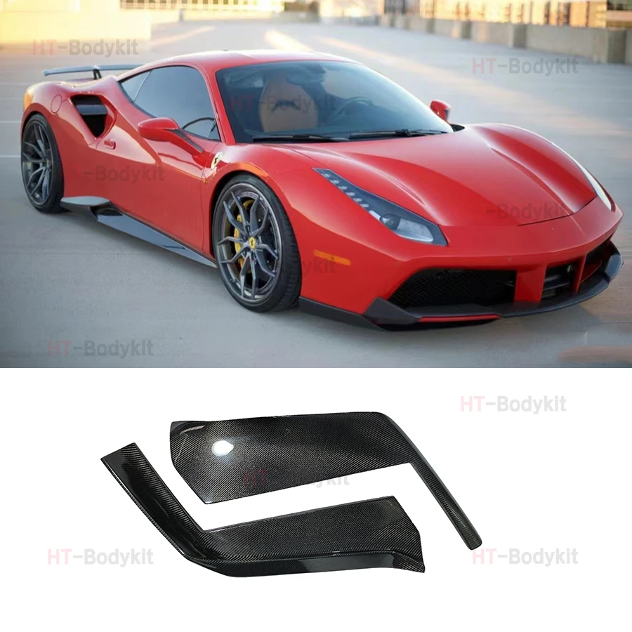 For Ferrari 488 GTB 2015-2018 Really Carbon Fiber Front Bumper Lip Fin Splitter Spoiler Canard Front Bumper Protector Body Kit