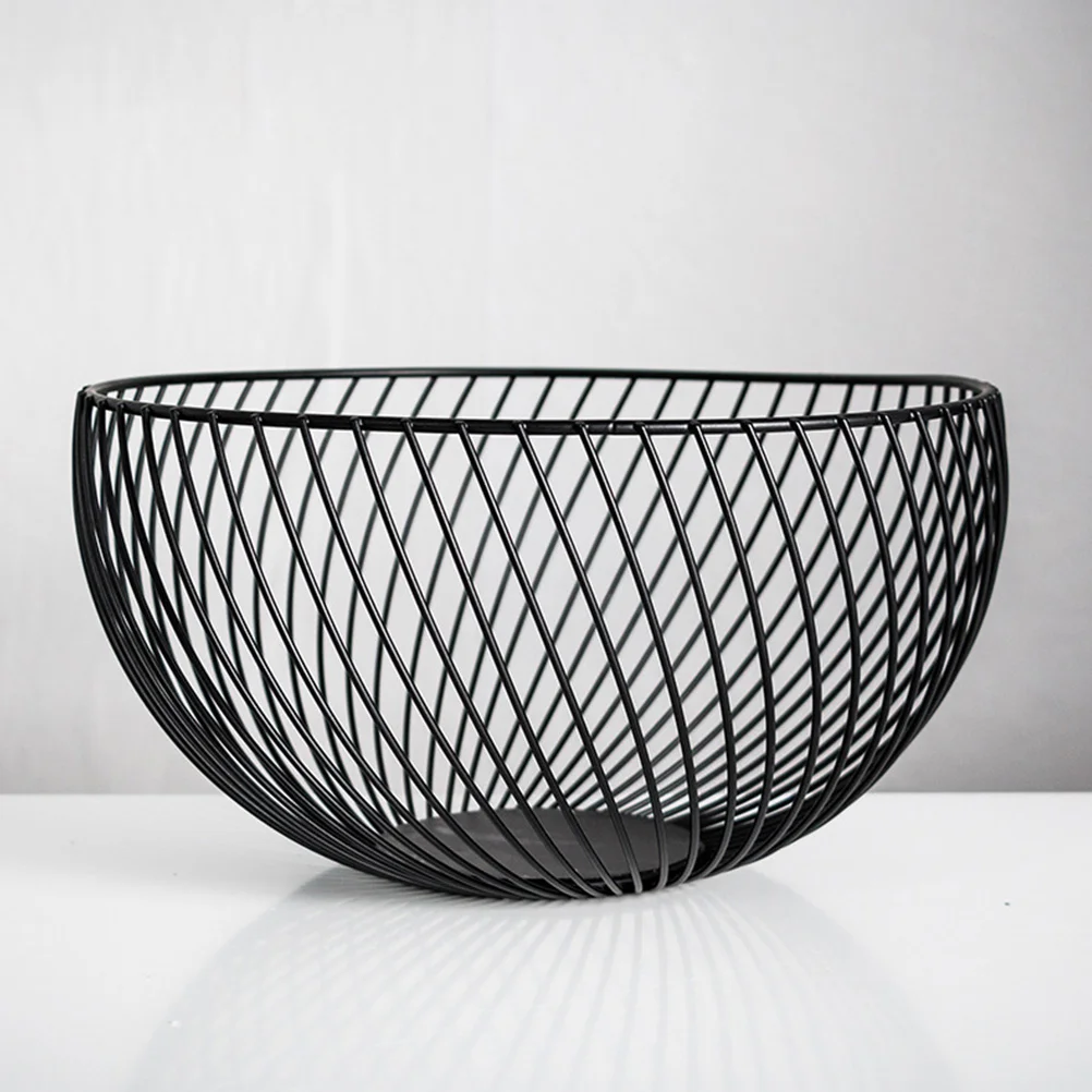 Wire Fruit Basket Metal Bowl Storage Basket Stackable Serving Tray Platter Holders for Snack Vegetables Bread Organizers Black