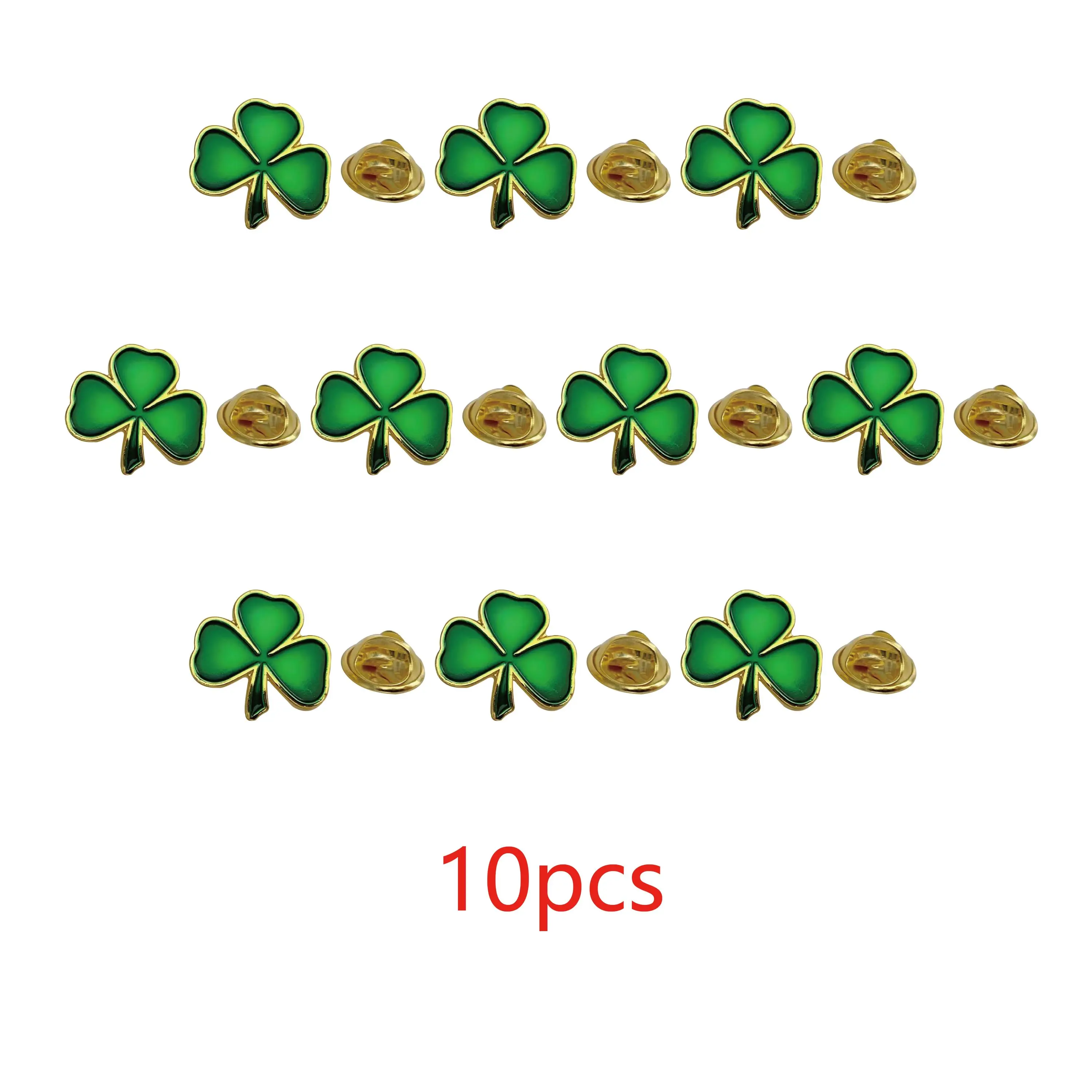 5/10/50/100pcs St. Patrick's Day Clover Shamrock Pin Clover Brooches Patrick's Day Favors Three-Leaf Pins Irish Holiday Gifts