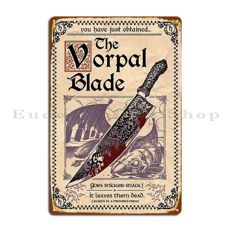 Vorpal Blade Metal Sign Pub Wall Cave Designing Character Bar Cave Tin Sign Poster