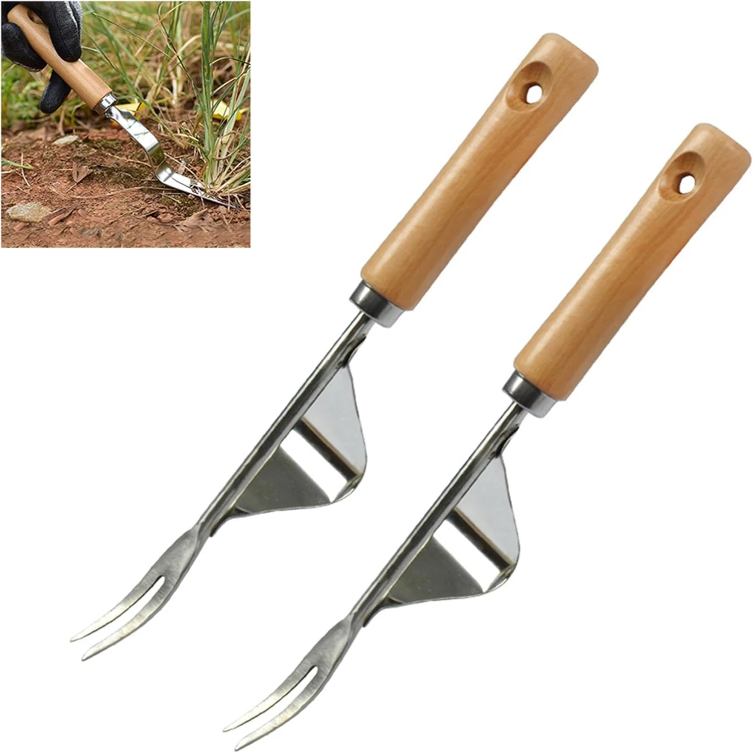 Hand Weed Remover Tool Garden Weed Puller,2pcs Weeding Tool Garden Weeding Fork Manual Weed Puller Hand Tool Garden Outdoor Farm