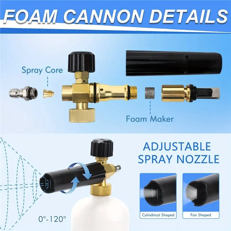 Dual Adapter Kit With 5 Tips For Outdoor Cleaning Kit Foam Cannon Set 1/4