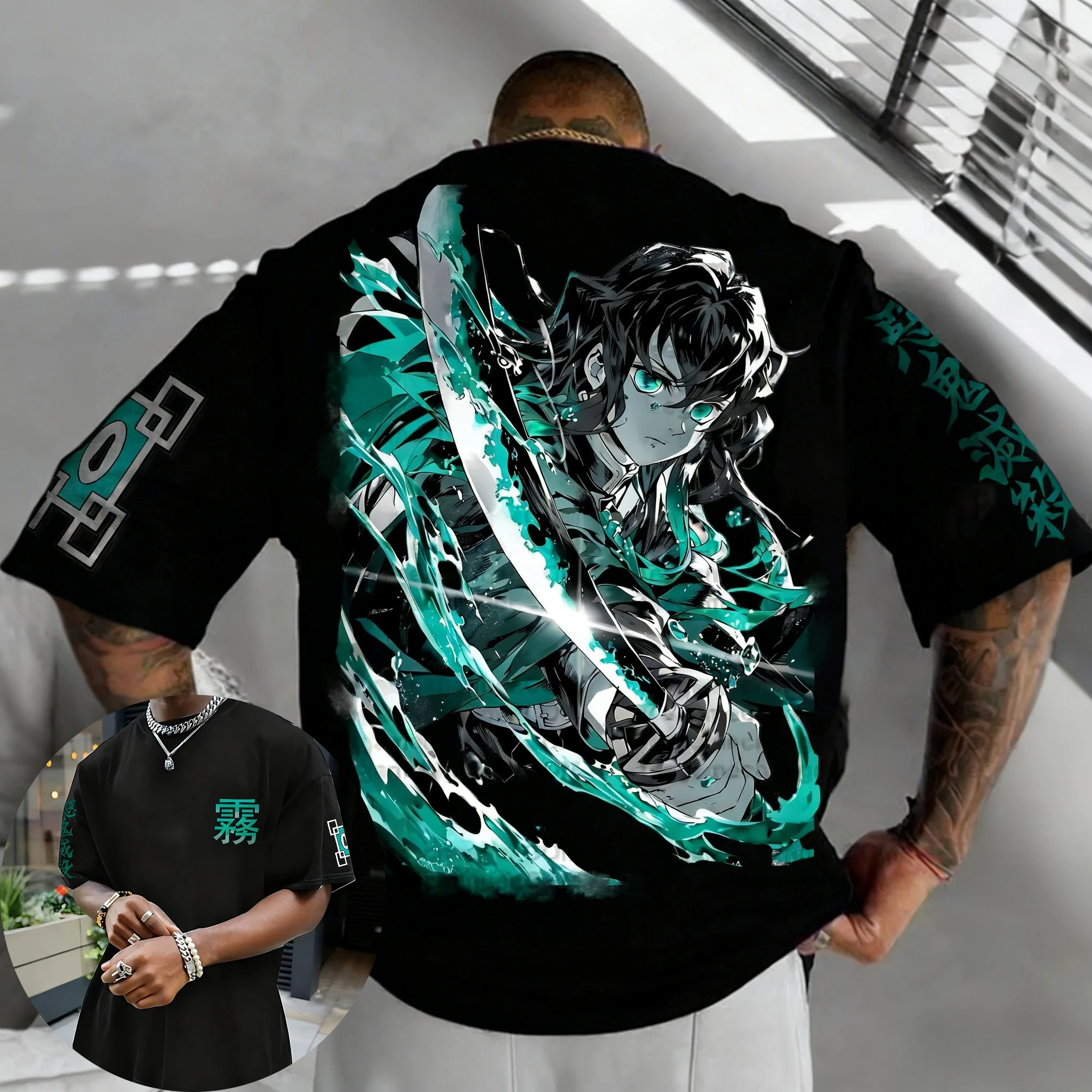 Demon Slayer Anime T-shirt da uomo 2025 Estate Nuovo Tokitou Muichirou Colorato Stampato Harajuku Allentato Casual Genitore Bambino Top