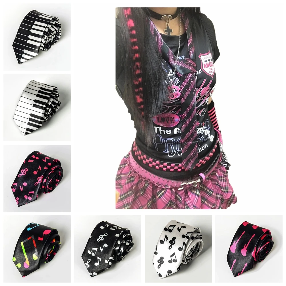 

Music Note Adjustable Necktie Neckwear Bowtie Set Piano Stave Guitar Lolita Punk Harajuku Gothic Spicy Girls Bow tie Accessory