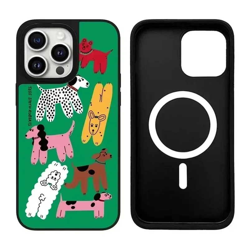 

Cartoon Animals Giraffe iPhone 11 12 13 14 15 Pro Max Mirror Surface MagSafe Case Cover Shell