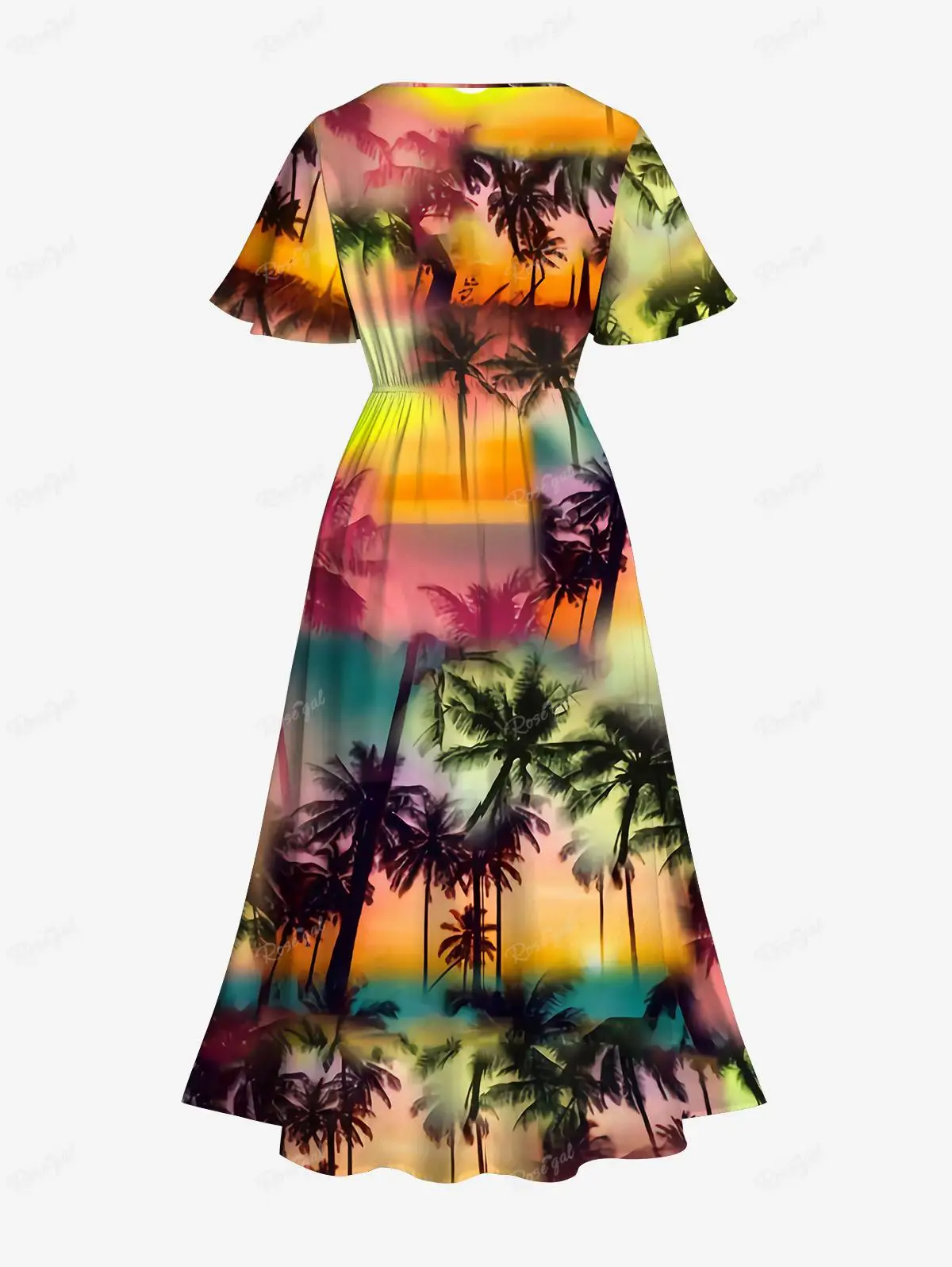 Plus Size Split A Line Dress vestidos vestido платье женское 2024, kobieta Ombre Galaxy Sun Coconut Tree Print Hawaii