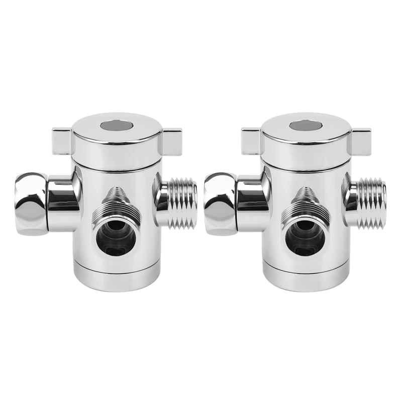 2Pcs 1/2 Inch 3 Way T-Adapter Toilet Bidet Bath Shower Head Arm Mounted Diverter Valve