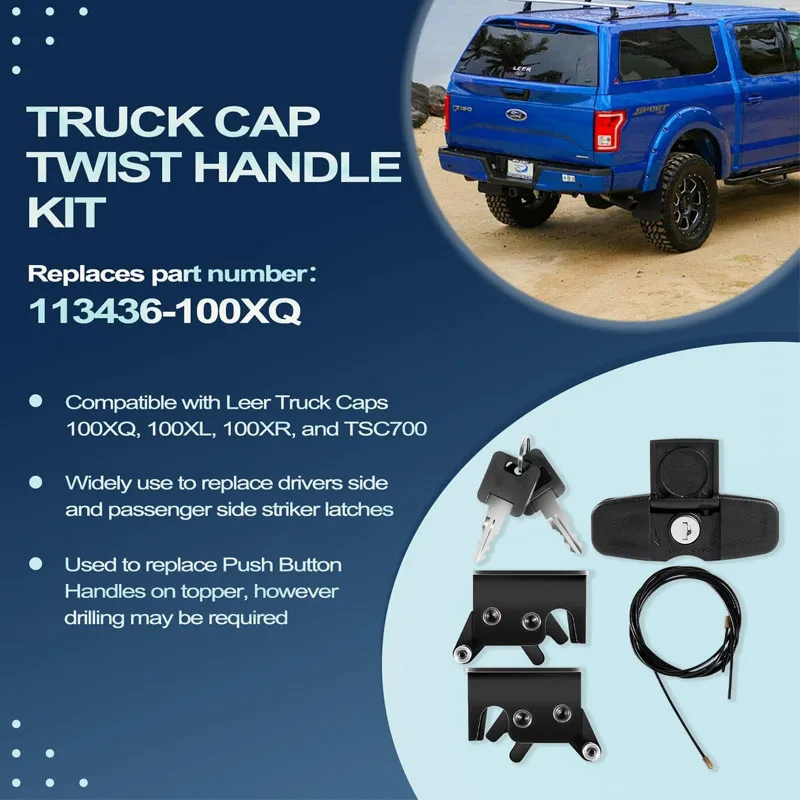 113436-100XQ Truck Cap Twist Handle That Fits for Leer Truck Caps 100XQ, 100XL, 100XR, and TSC700 with Striker Latches 83514/835