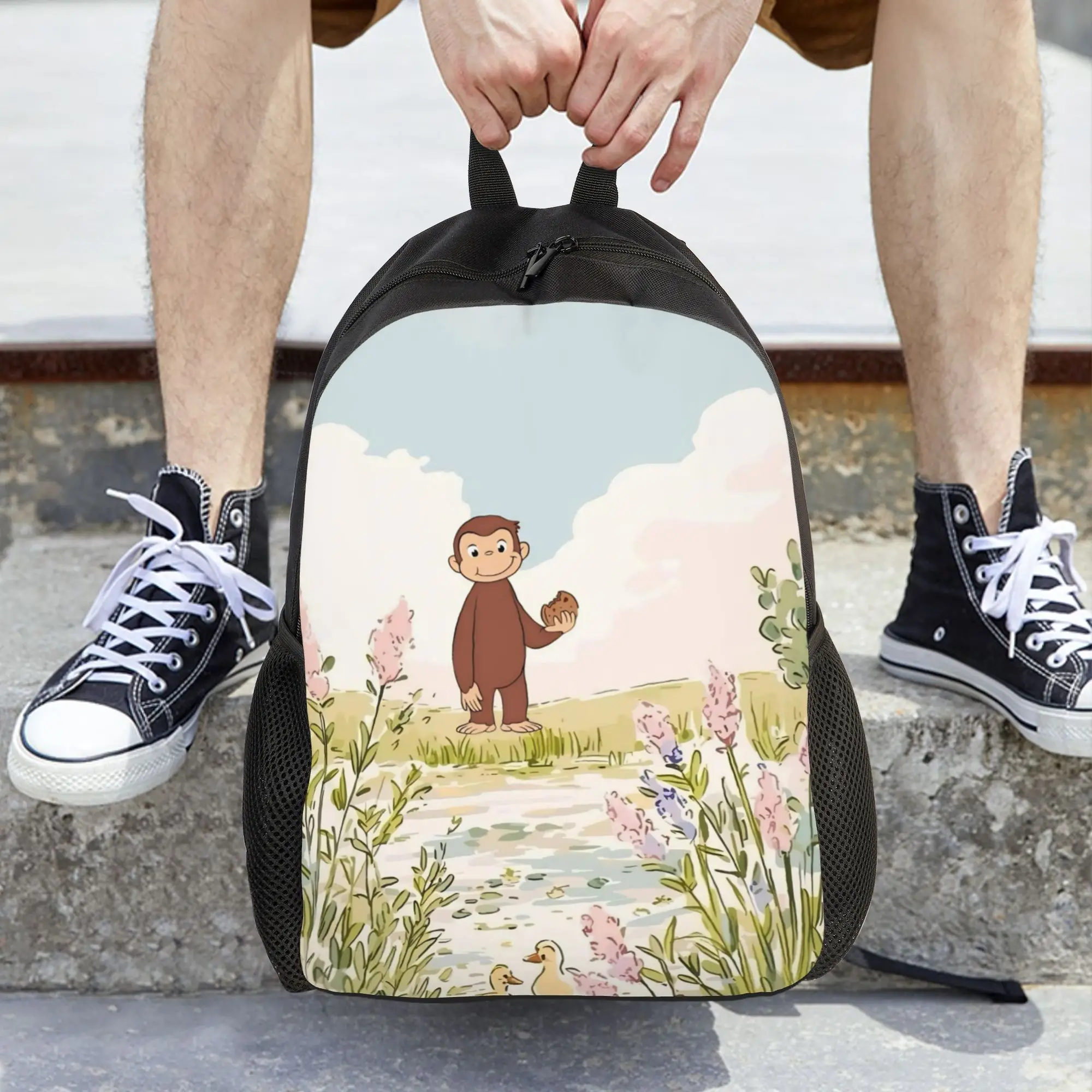 Curious Georges Monkey Cartoon Women Backpack Classical Student School Bag  Laptop Backpack Boys Girls Travel Rucksack
