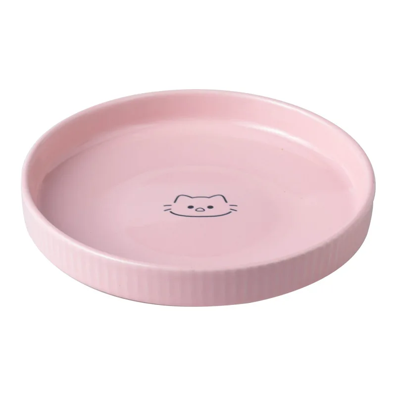 Ceramic Tableware for Cats Plates Feeders Cartoon Puppy Pet Food Bowl Shallow Mouth