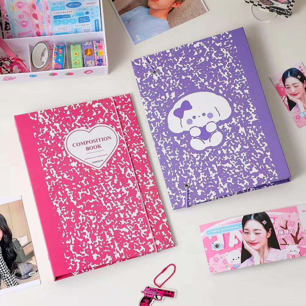 Pedra textura a5 binder kpop photocard 6 buracos coletar livro capa de papel duro cartões álbum de fotos kawaii armazenamento livro mangas saco